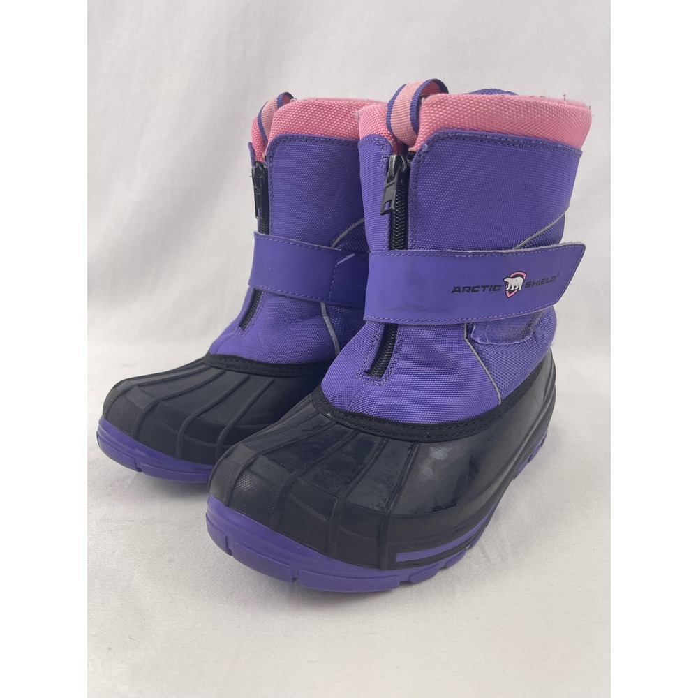 Arctic Shield Snow Boots Girls Size 3 Purple Pink Waterproof Insulated Winter